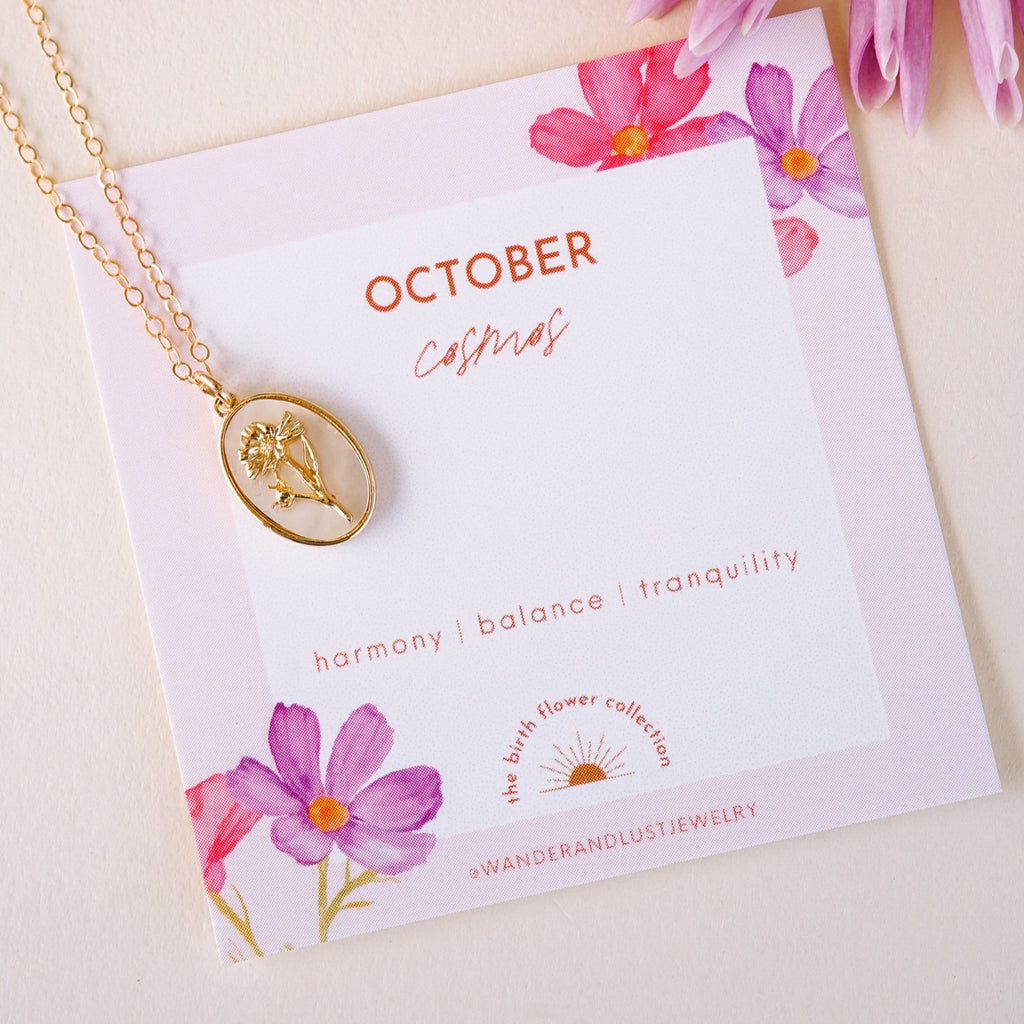 october birthstone necklace october birth flower necklace
