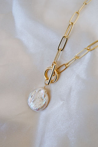 Leila Pearl Paperclip Necklace