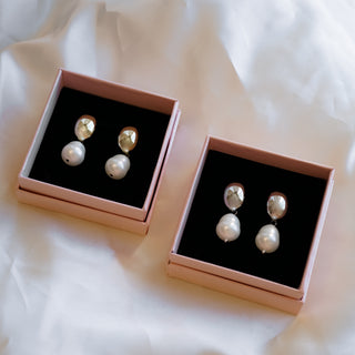 Hailey Dome Pearl Drop Earrings