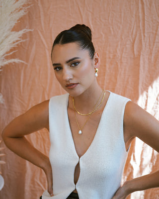 Hailey Dome Pearl Drop Earrings