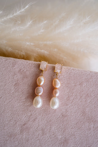 Rosalie Pink Pearl & Rose Quartz Earrings