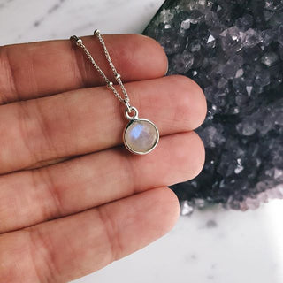Tiny Moonstone Necklace, Necklace, - Wander + Lust Jewelry