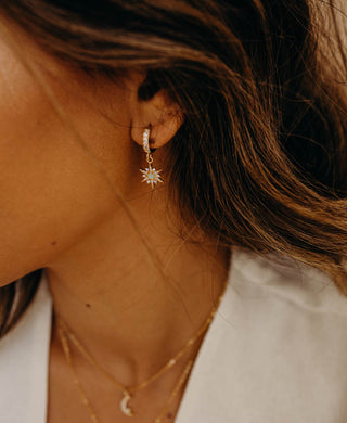 Opal Star Huggies, Earrings, - Wander + Lust Jewelry