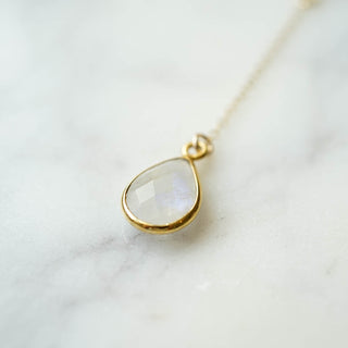 CELESTE Moonstone Y Necklace, Necklace, - Wander + Lust Jewelry