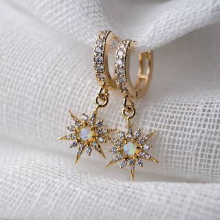 Opal Star Huggies, Earrings, - Wander + Lust Jewelry