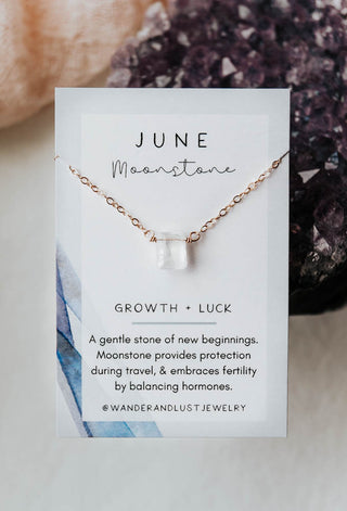 June Birthstone Necklace, Necklace, - Wander + Lust Jewelry