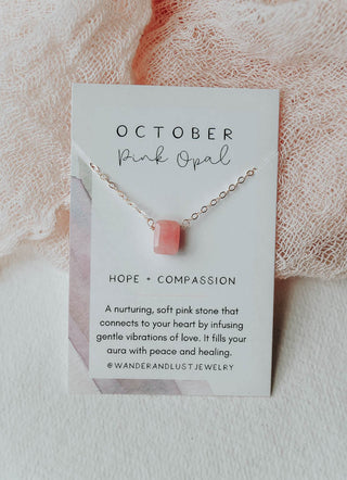 October Birthstone Necklace, Necklace, - Wander + Lust Jewelry