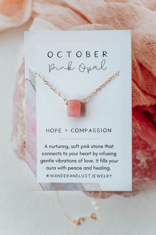 October Birthstone Necklace, Necklace, - Wander + Lust Jewelry