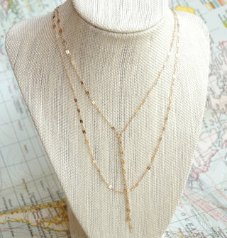 Double Strand Y Necklace, Layered Necklace, - Wander + Lust Jewelry