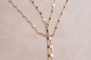 Double Strand Y Necklace, Layered Necklace, - Wander + Lust Jewelry