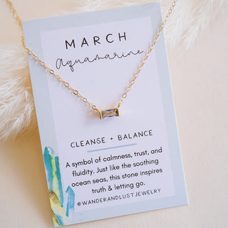 Tiny March Birthstone Necklace