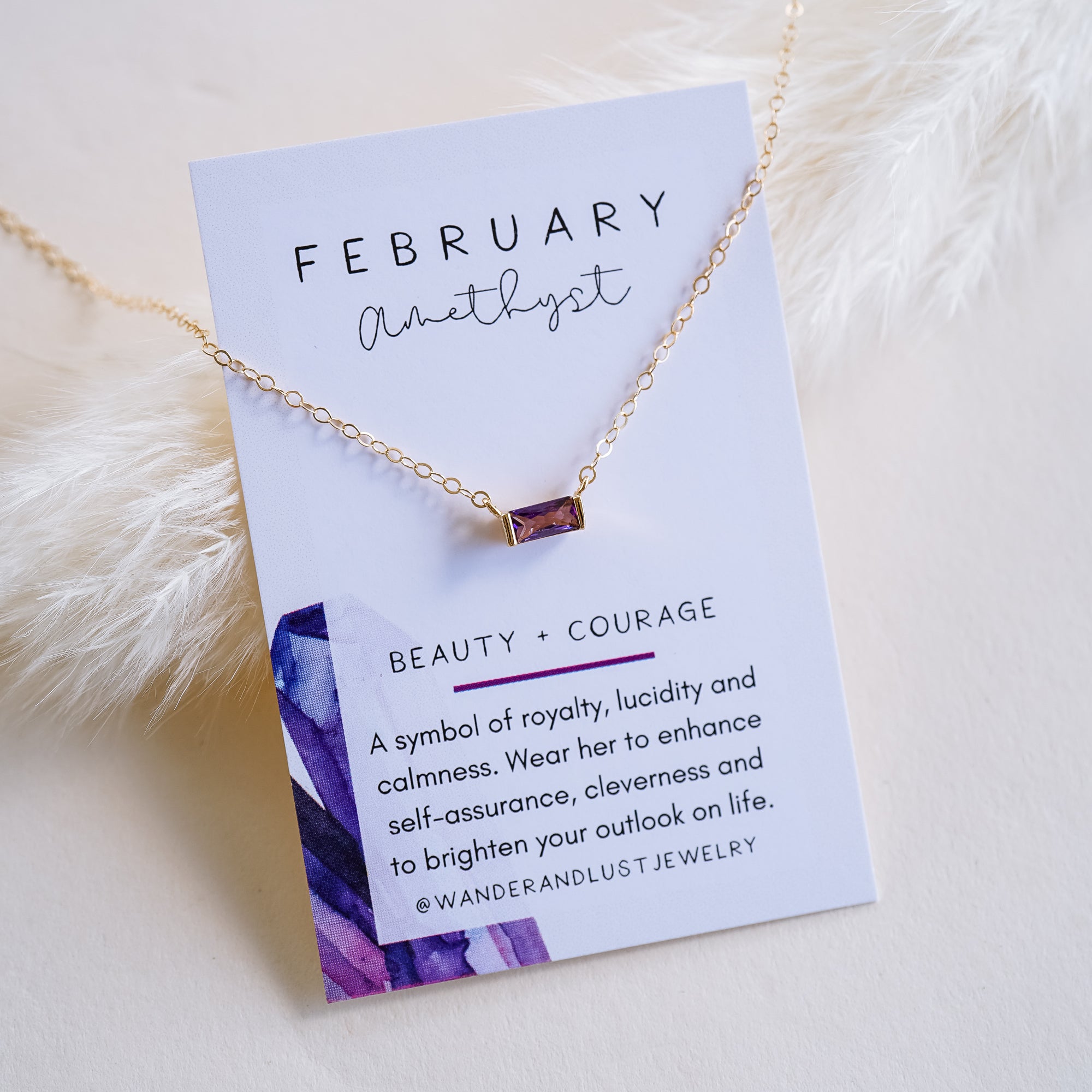Tiny February Birthstone Necklace - Wander + Lust Jewelry