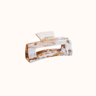 White & Brown Marble Acetate Claw Clip