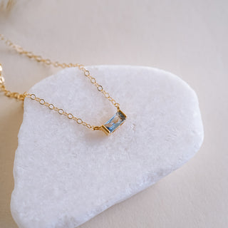 Tiny March Birthstone Necklace