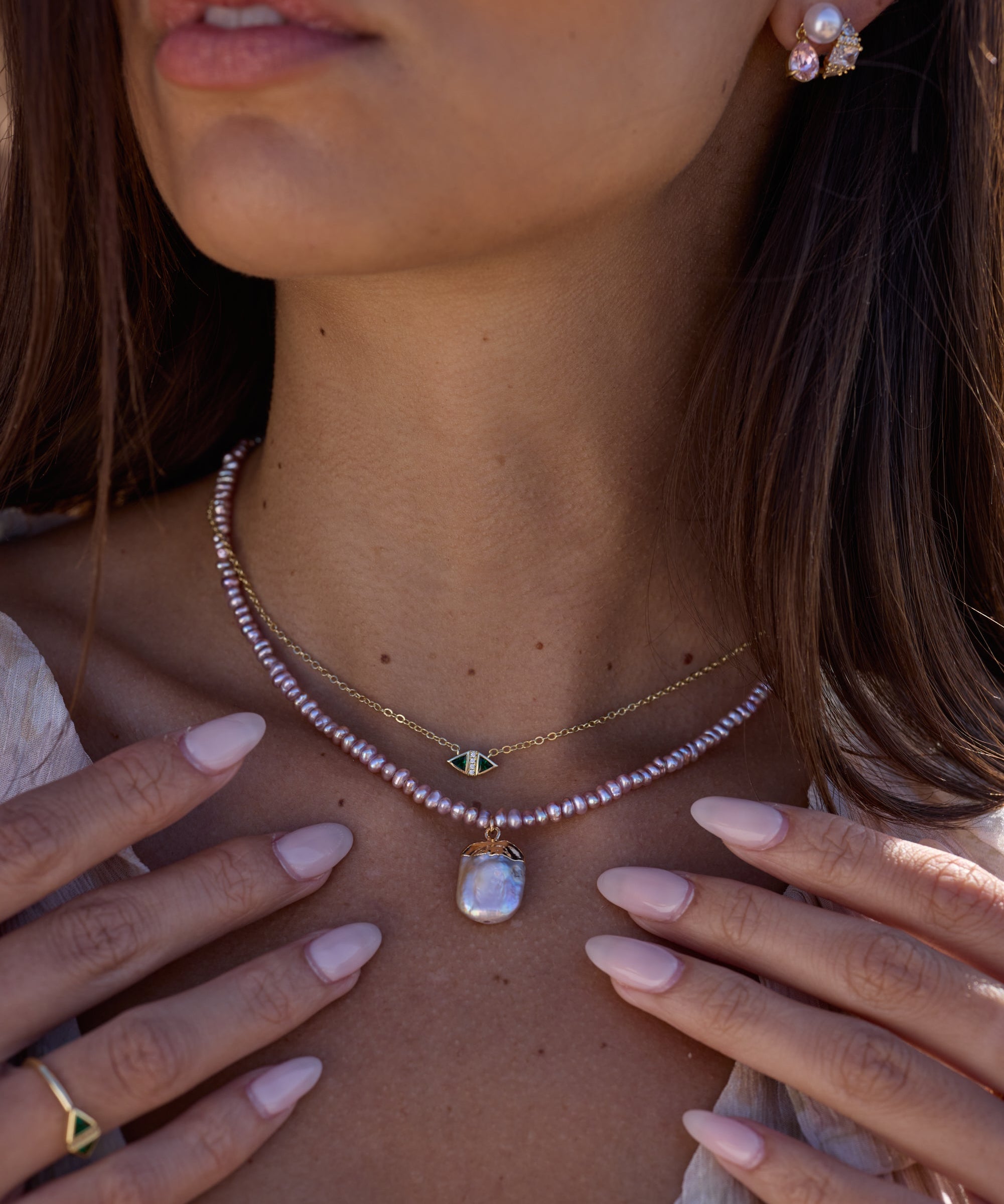 Emmeline Pink Pearl Necklace