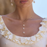 Swan Pearl Lariat Necklace