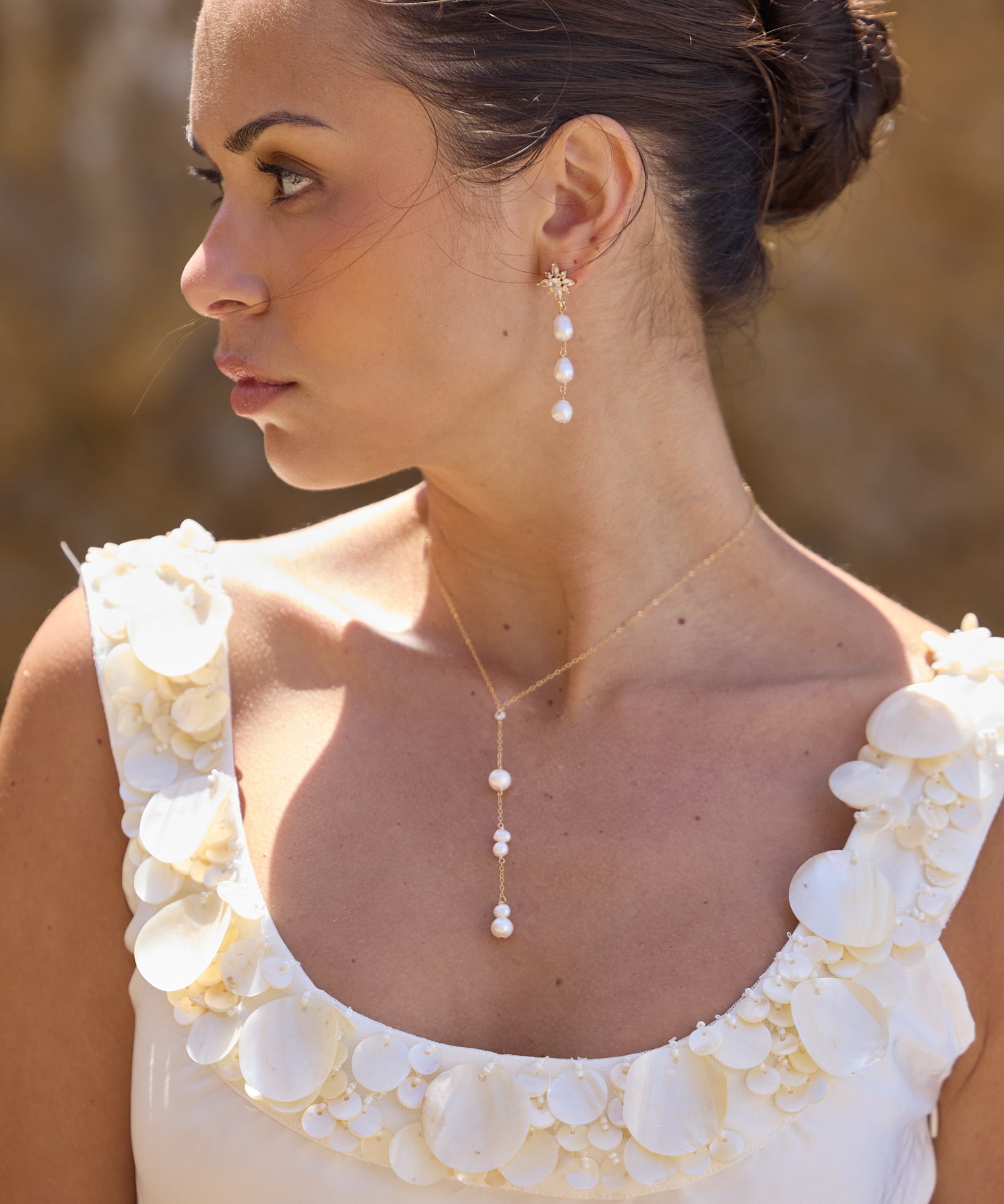 Swan Pearl Lariat Necklace