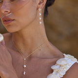 Swan Pearl Lariat Necklace