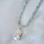 Calypso Baroque Pearl & Aquamarine Necklace - Wander + Lust Jewelry