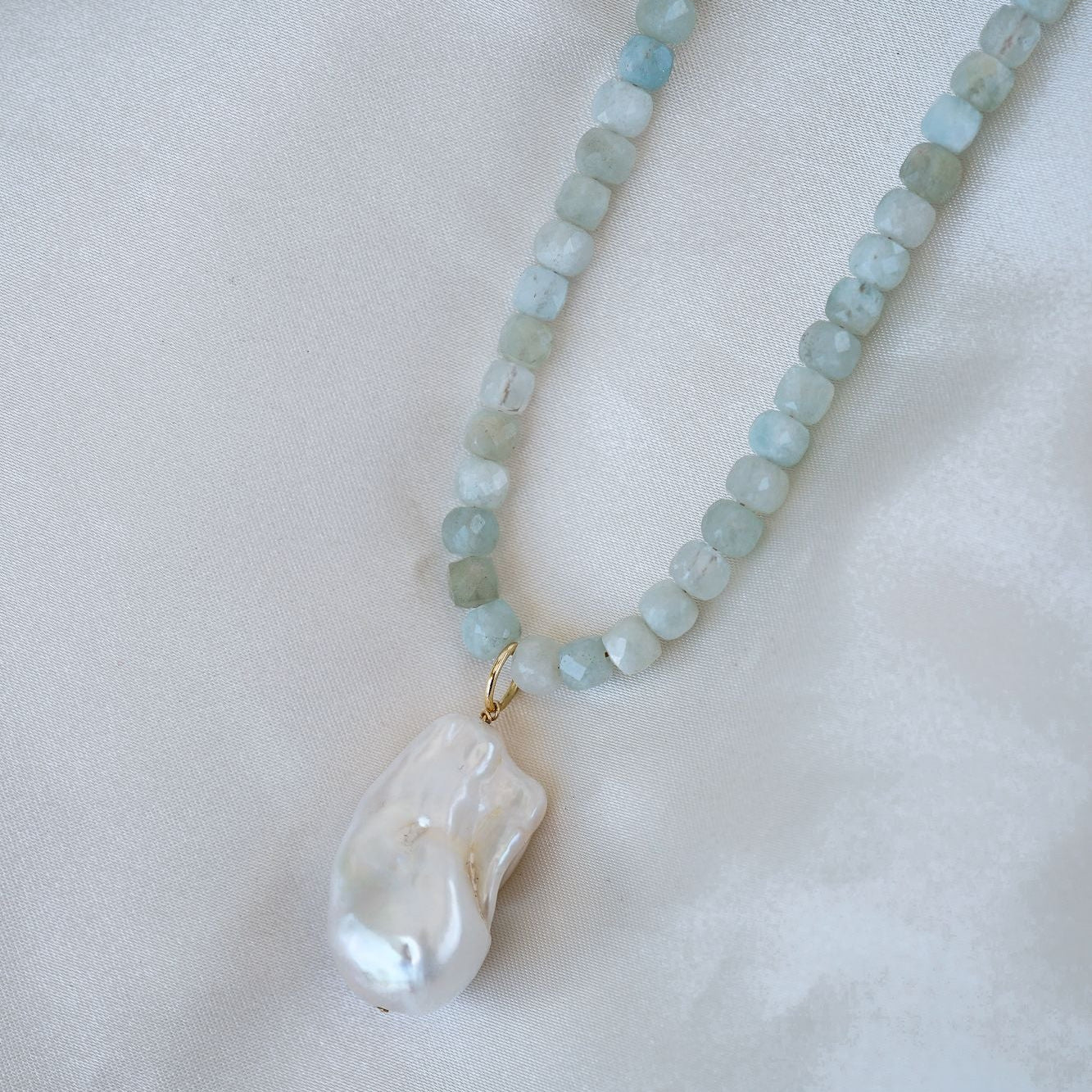 Calypso Baroque Pearl & Aquamarine Necklace - Wander + Lust Jewelry