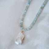 Calypso Baroque Pearl & Aquamarine Necklace - Wander + Lust Jewelry