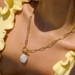 Leila Pearl Paperclip Necklace - Wander + Lust Jewelry