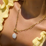 Leila Pearl Paperclip Necklace - Wander + Lust Jewelry