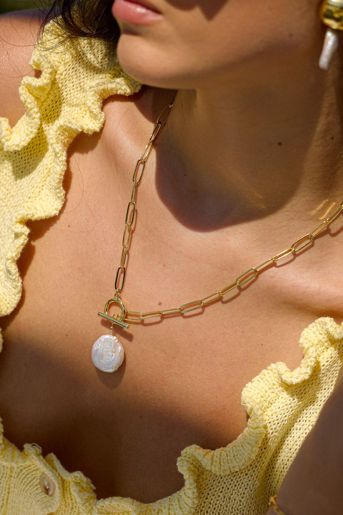 Leila Pearl Paperclip Necklace - Wander + Lust Jewelry