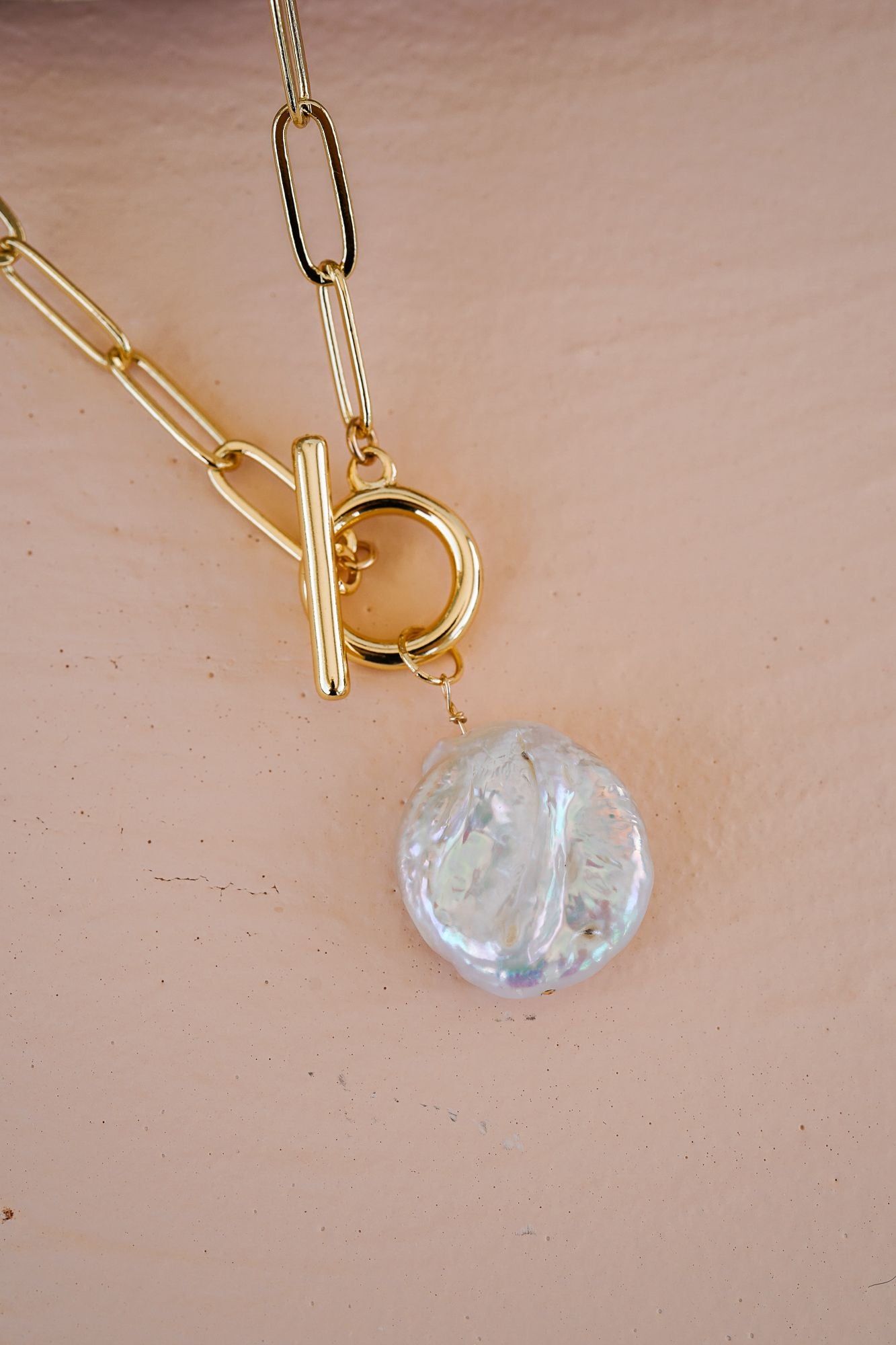 Leila Pearl Paperclip Necklace - Wander + Lust Jewelry