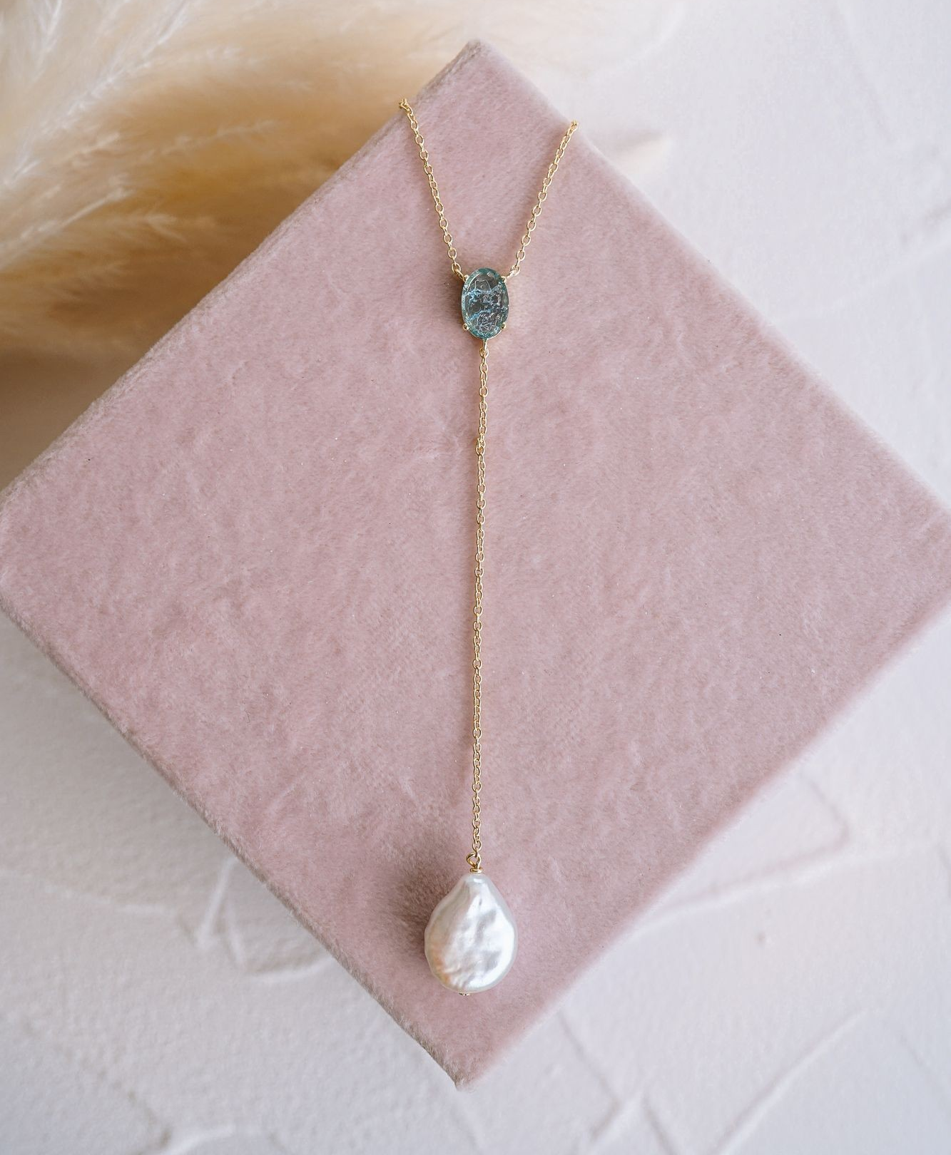 Something Blue Lariat Necklace