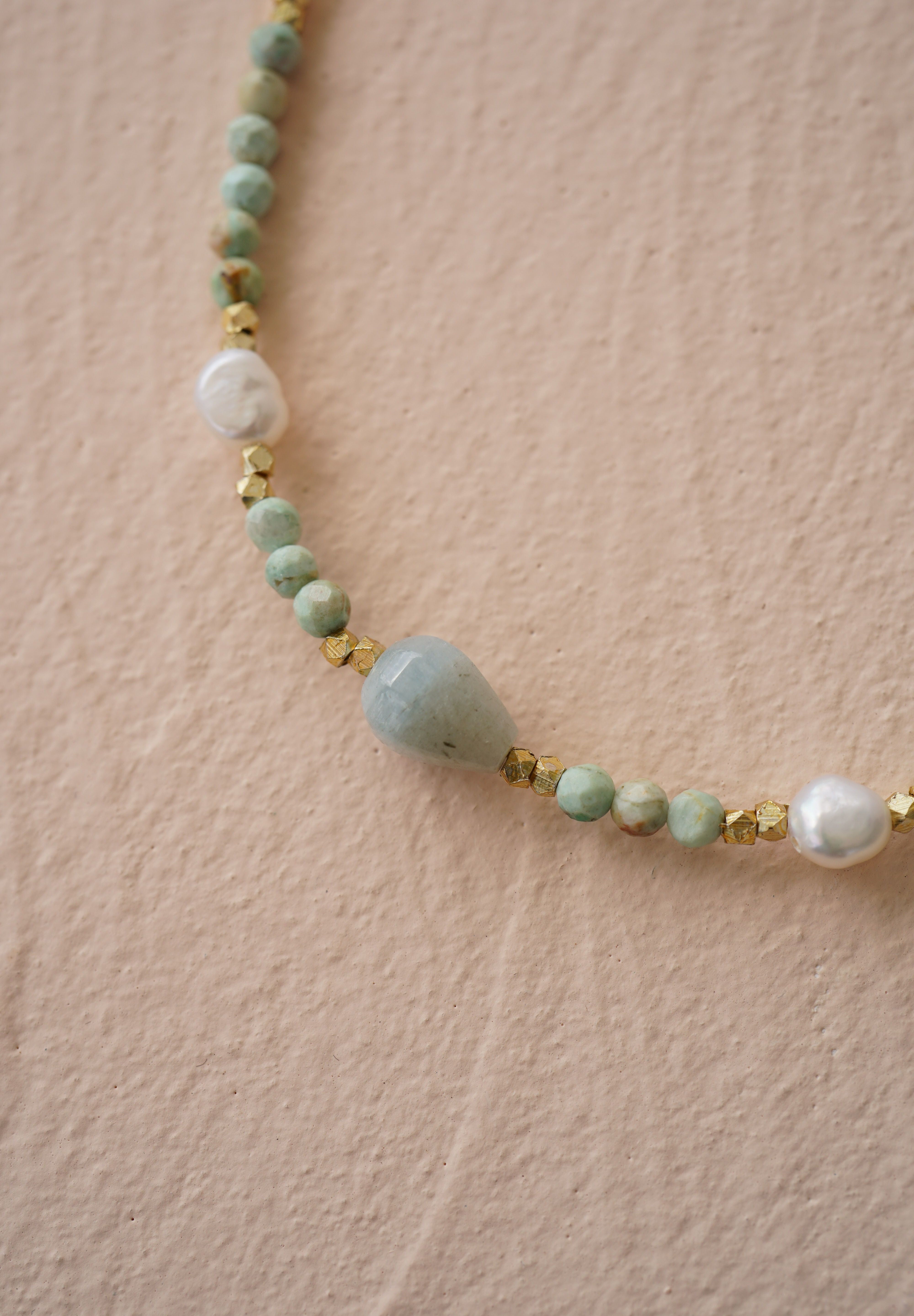 Azura Aquamarine Beaded Necklace - Wander + Lust Jewelry