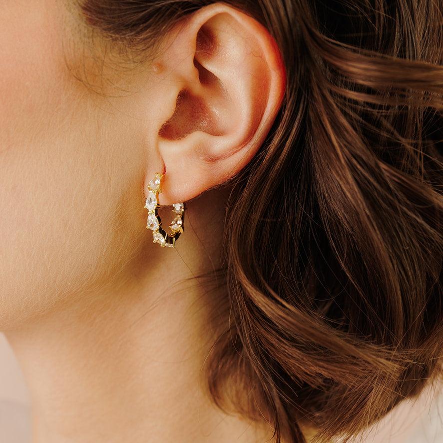 Georgina Pear Cut Sparkle Hoops - Wander + Lust Jewelry