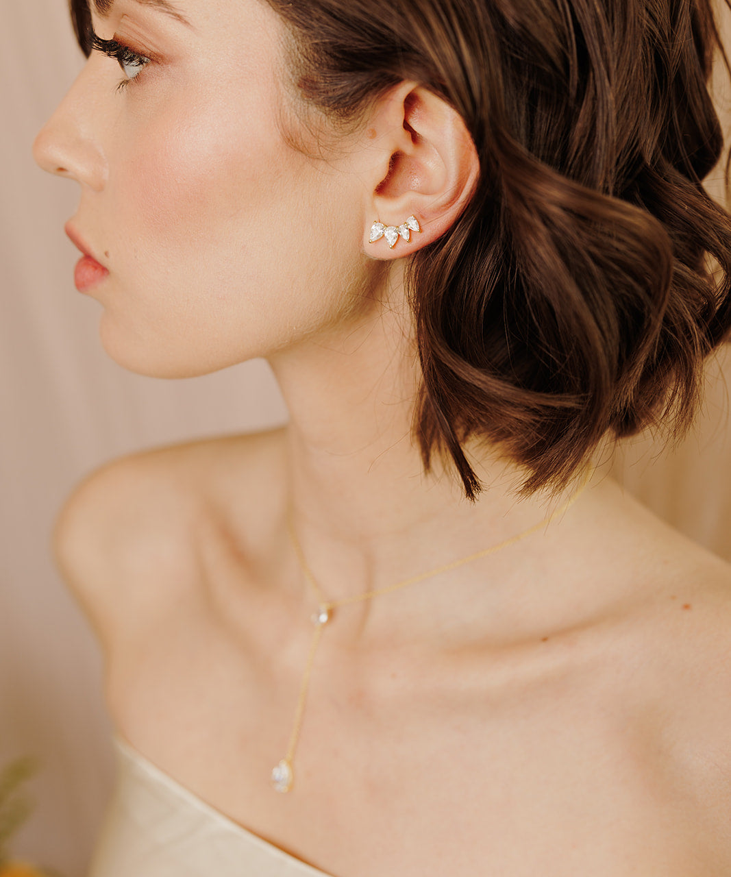Georgina Pear Cut Ear Climber - Wander + Lust Jewelry