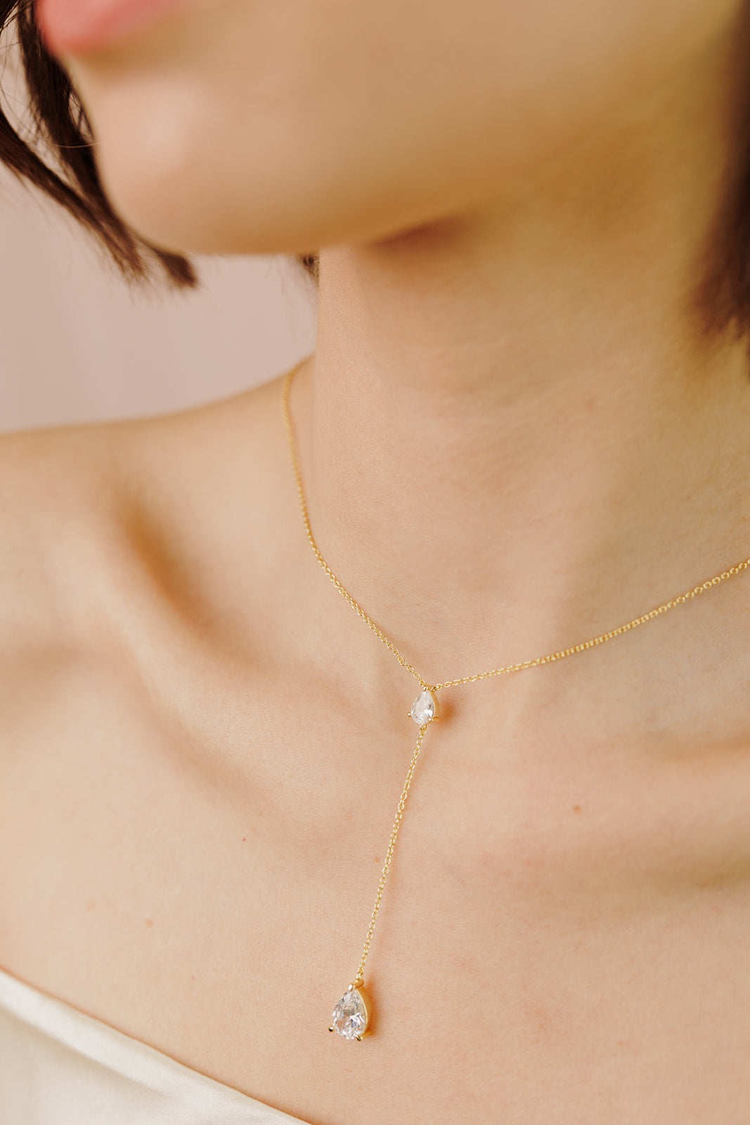 Georgina Pear Cut Lariat Necklace - Wander + Lust Jewelry