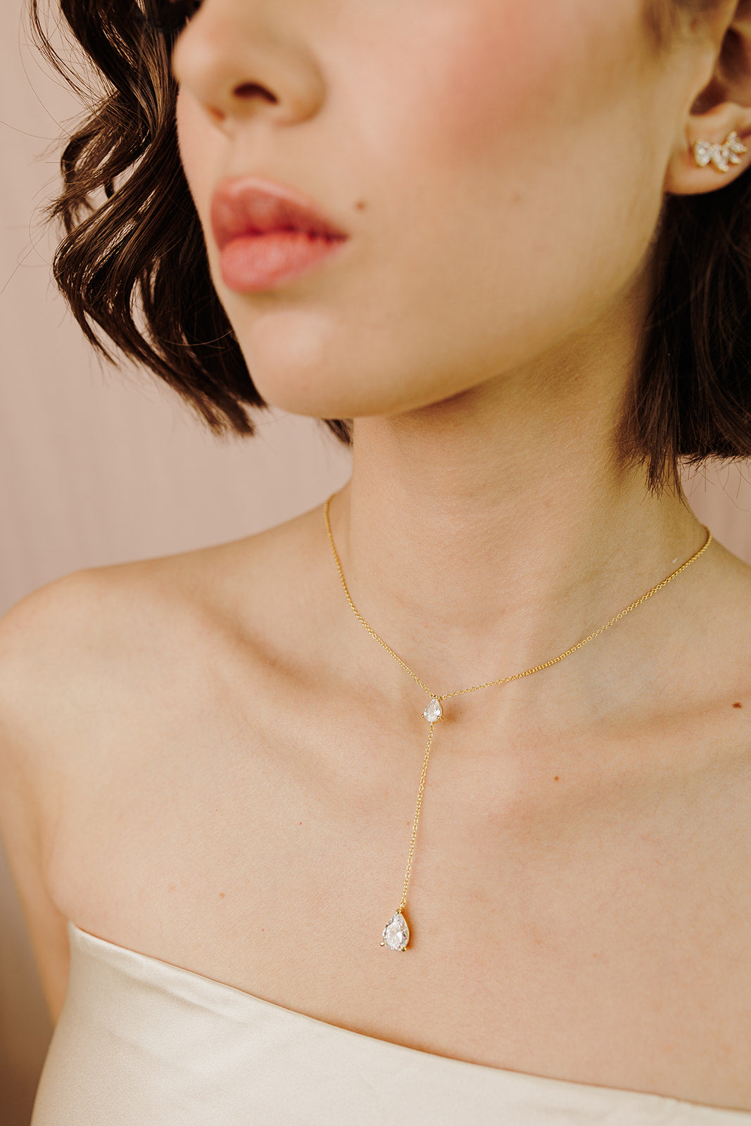 Georgina Pear Cut Lariat Necklace - Wander + Lust Jewelry