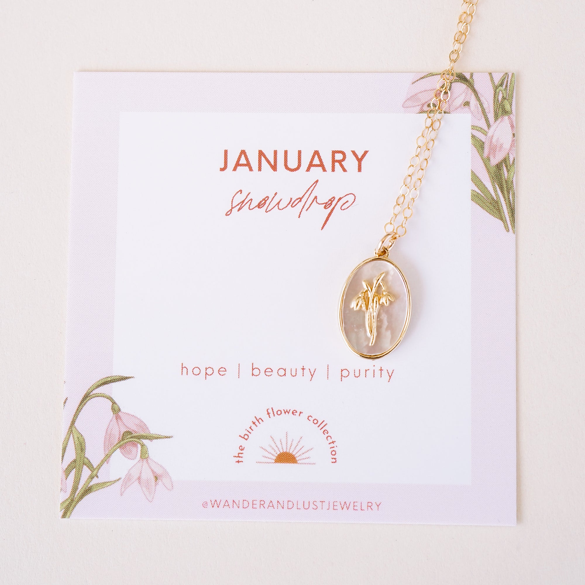 January Birth Flower Necklace - Wander + Lust Jewelry
