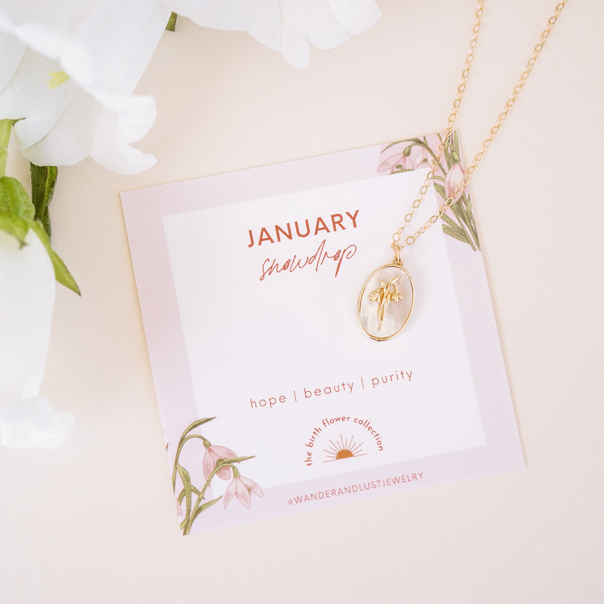 January Birth Flower Necklace - Wander + Lust Jewelry