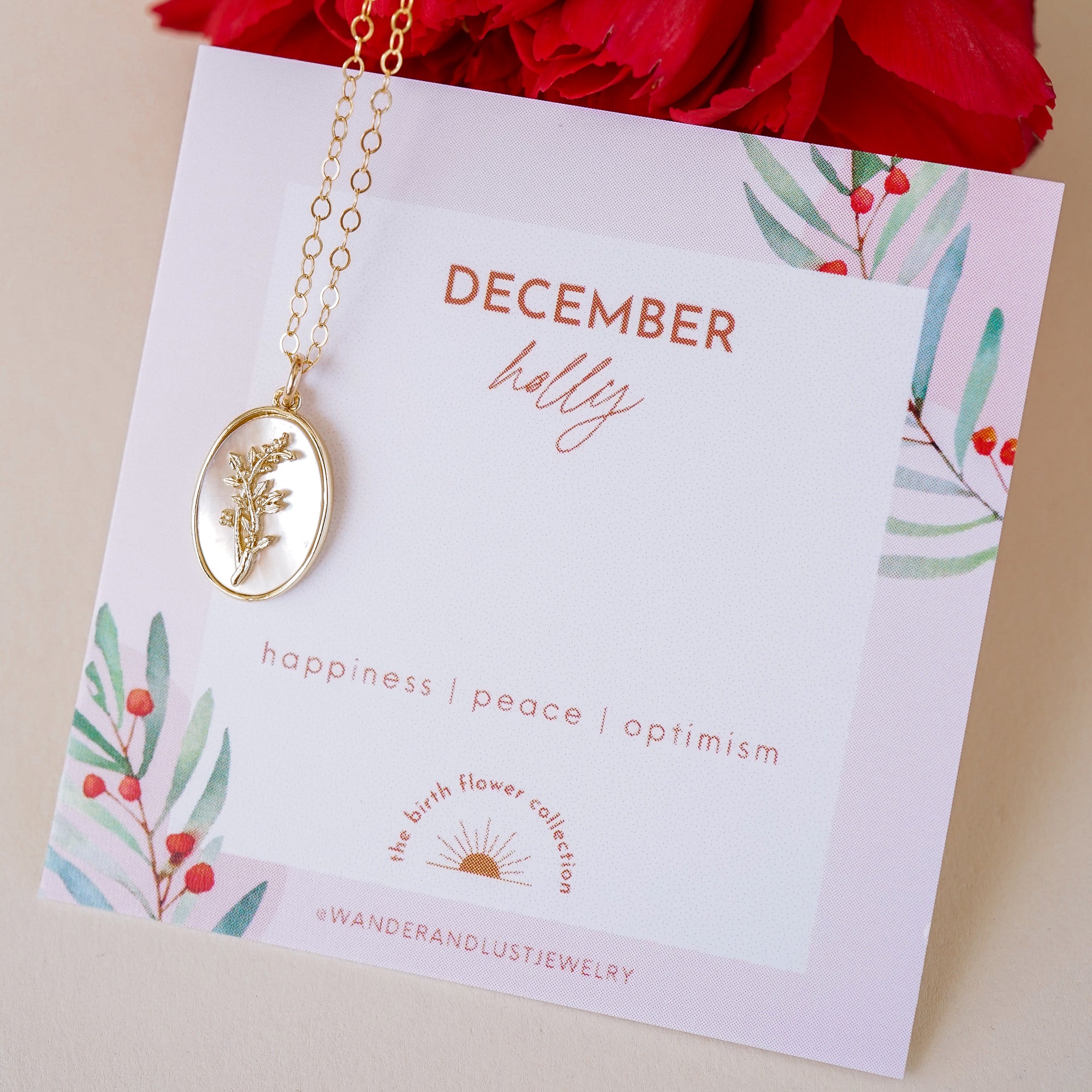 December Birth Flower Necklace - Wander + Lust Jewelry