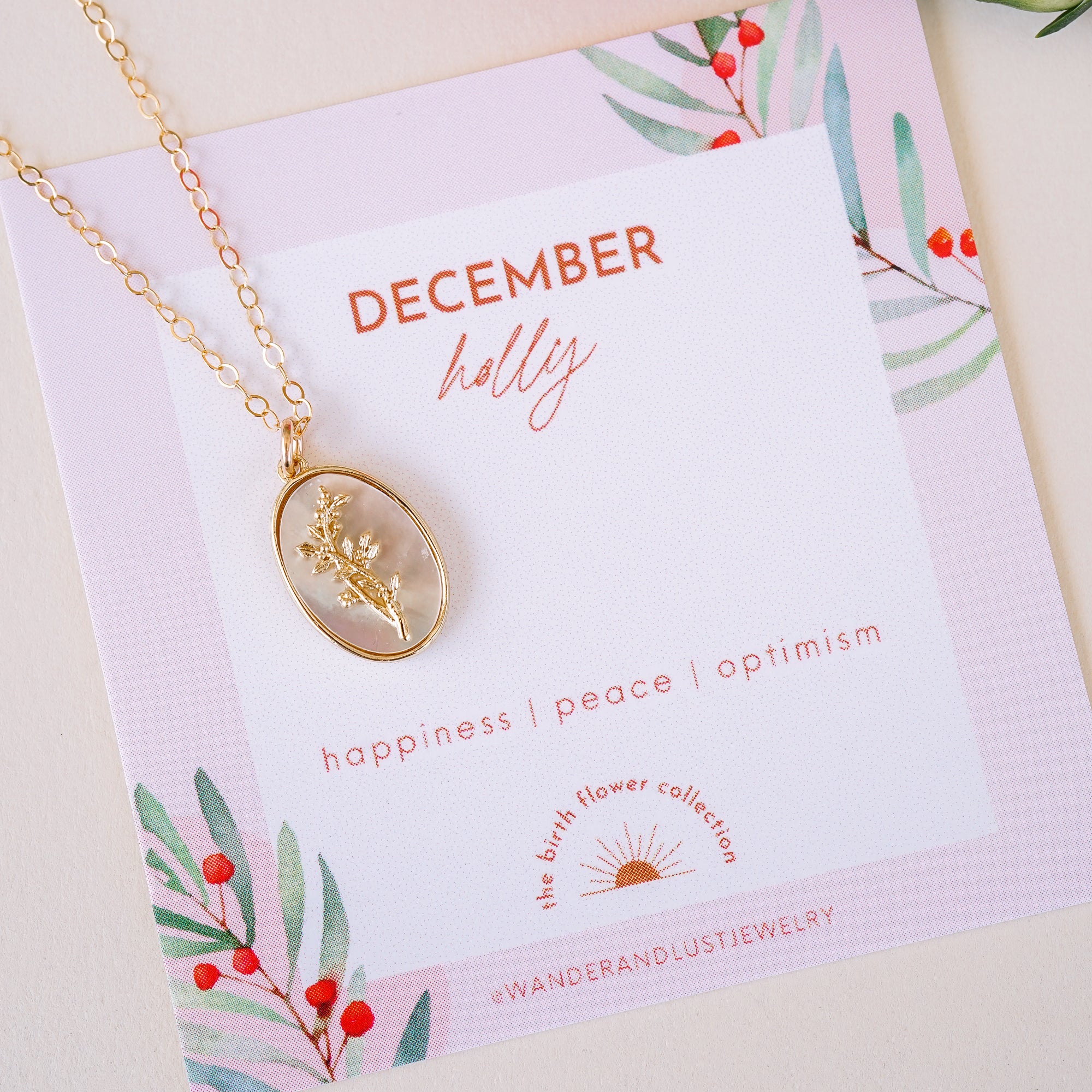 December Birth Flower Necklace - Wander + Lust Jewelry