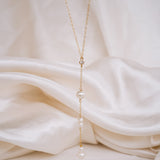 Swan Pearl Lariat Necklace