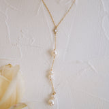 Swan Pearl Lariat Necklace