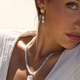 Calypso Baroque Pearl & Aquamarine Necklace - Wander + Lust Jewelry