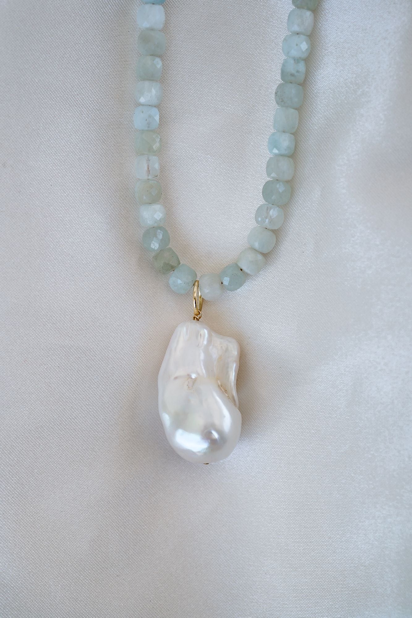 Calypso Baroque Pearl & Aquamarine Necklace - Wander + Lust Jewelry