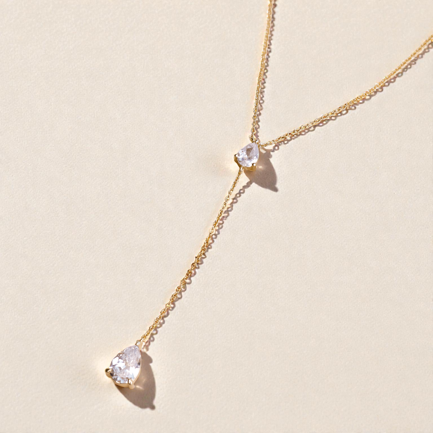 Georgina Pear Cut Lariat Necklace - Wander + Lust Jewelry
