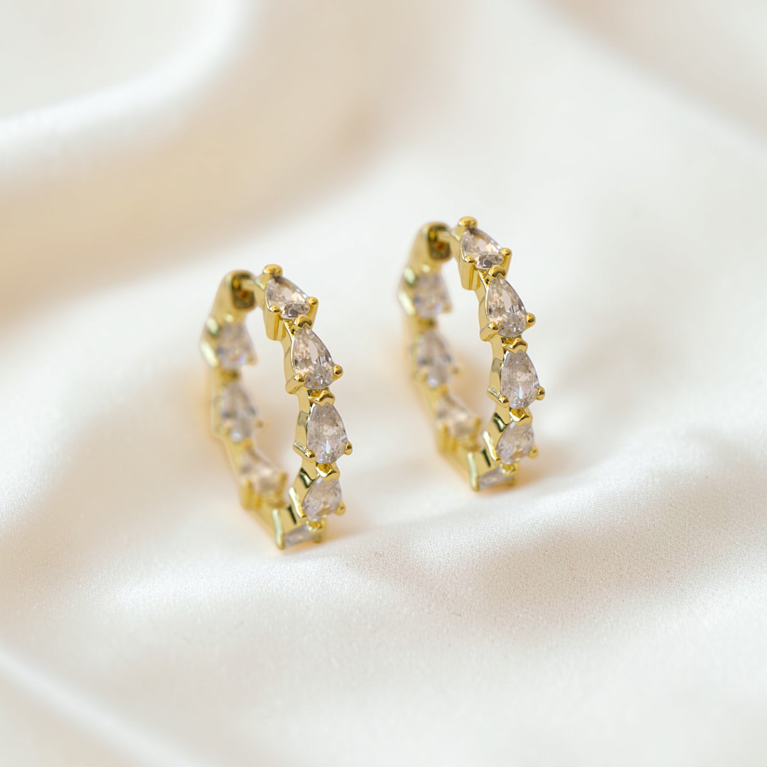Georgina Pear Cut Sparkle Hoops - Wander + Lust Jewelry
