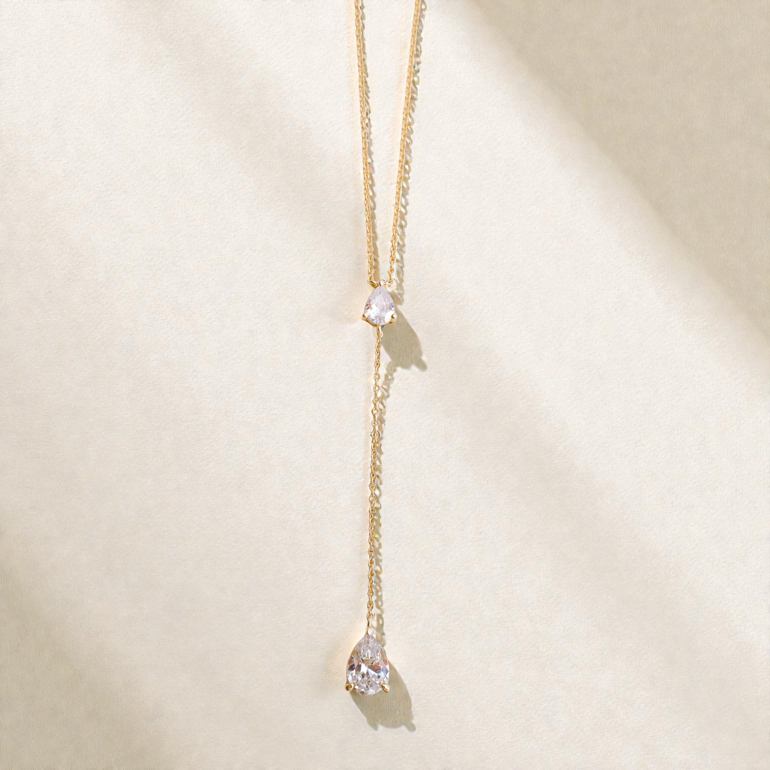 Georgina Pear Cut Lariat Necklace - Wander + Lust Jewelry