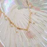 Coco Rose Quartz & Pearl Necklace - Wander + Lust Jewelry