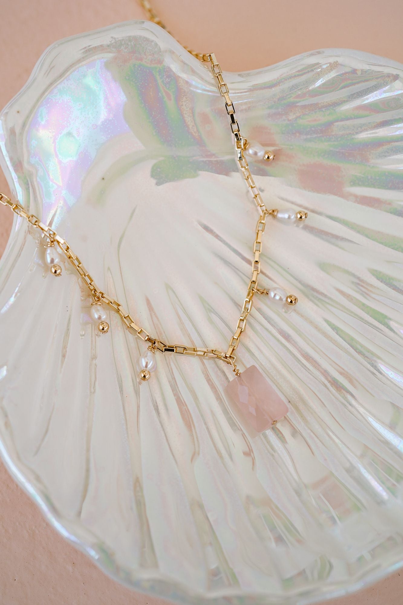 Coco Rose Quartz & Pearl Necklace - Wander + Lust Jewelry