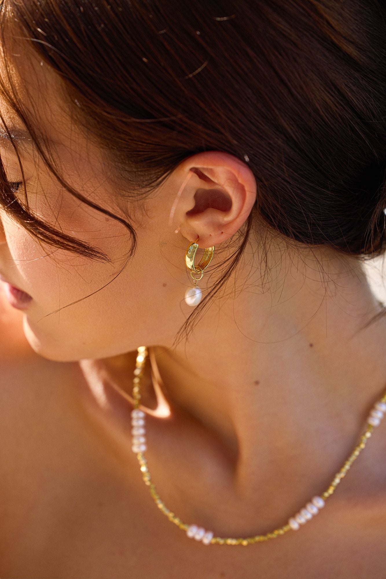 Haven Gold Pearl Hoop Earrings - Wander + Lust Jewelry