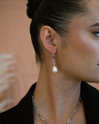 Portia Silver Pearl Drop Earrings